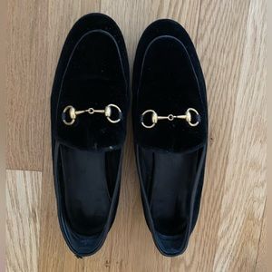 Black velvet horsebit Gucci loafers 7.5 slightly worn